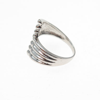 925 Sterling Silver Vintage Modernist Wings Bypass Ring Size 6