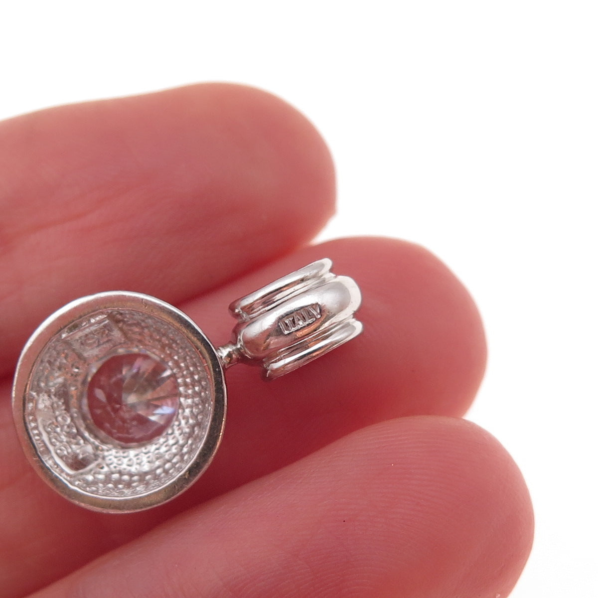 Itaor 925 Sterling Silver Italy Round-Cut C Z Charm Pendant