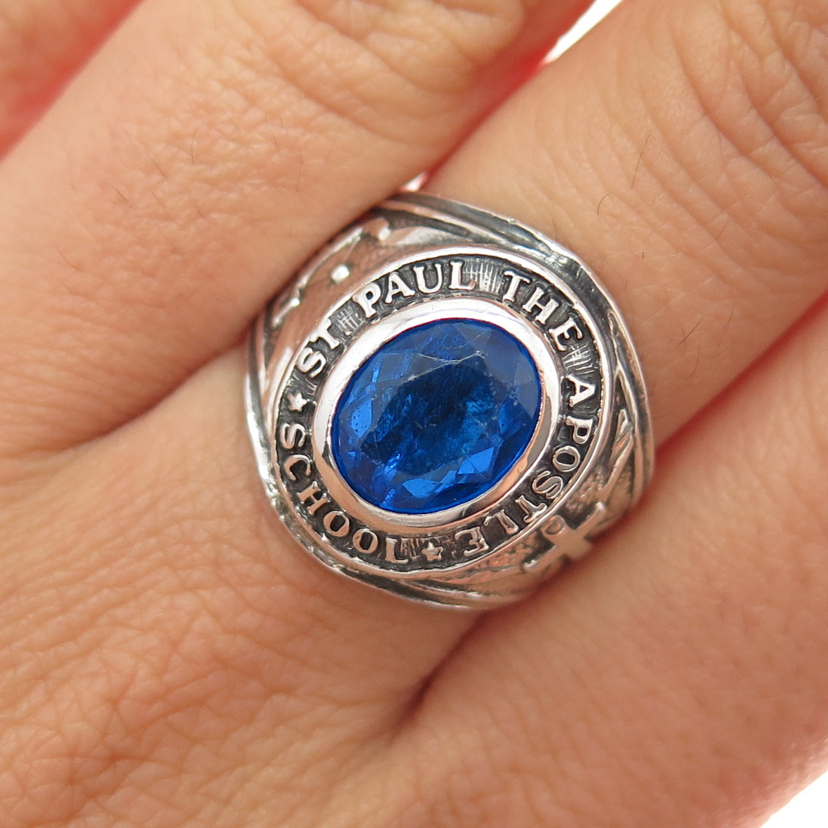 925 Sterling Silver Vintage 1971 C Z St. Paul The Apostle School Ring Size 7.75
