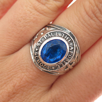 925 Sterling Silver Vintage 1971 C Z St. Paul The Apostle School Ring Size 7.75