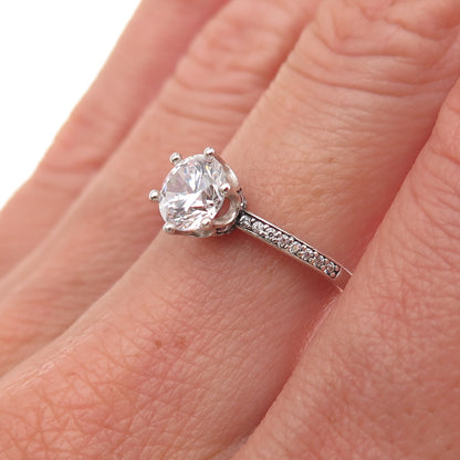 Pandora 925 Sterling Silver Round-Cut C Z Engagement Ring Size 6