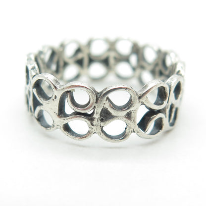925 Sterling Silver Vintage Modernist Swirl Oxidized Ring Size 6.75