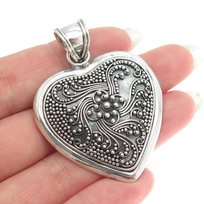 SUARTI BALI 925 Sterling Silver Vintage Granulated Heart Pendant