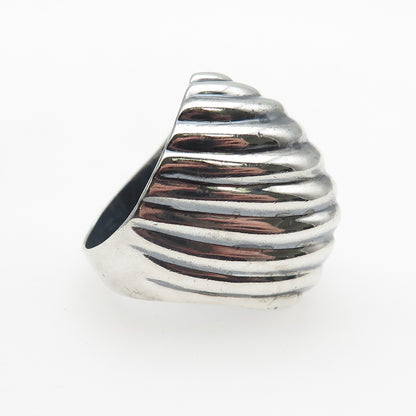 925 Sterling Silver Vintage Mexico Modernist Wavy Oxidized Ring Size 7.5