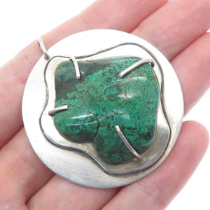 SAJA 925 Sterling Silver Vintage Real Chrysocolla Modernist Pendant
