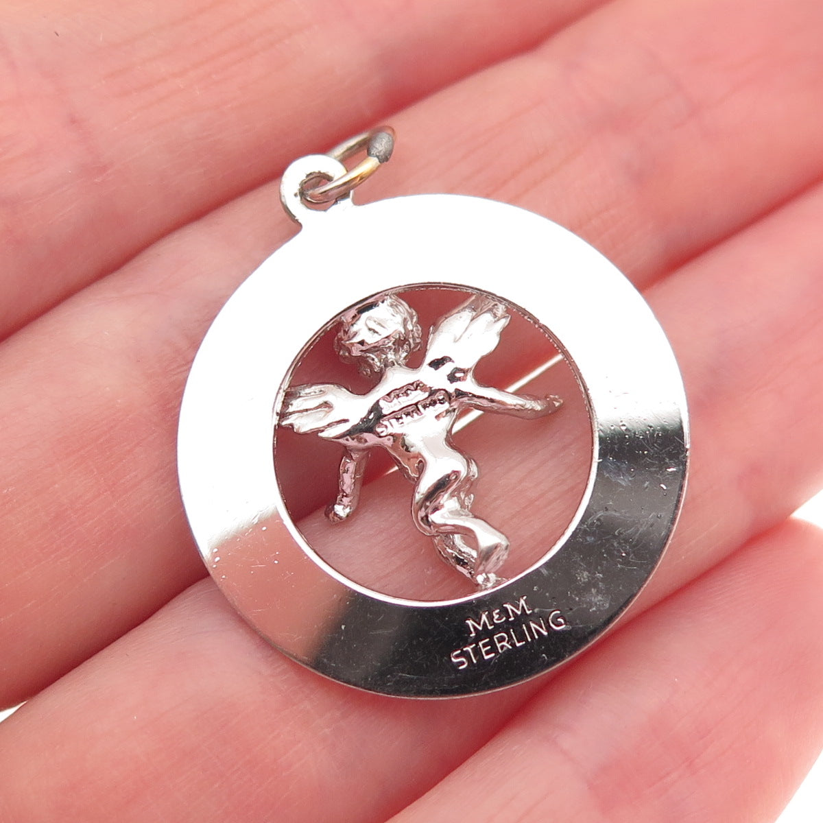 MARK MERCY 925 Sterling Silver Vintage My Angel Cherub Charm Pendant