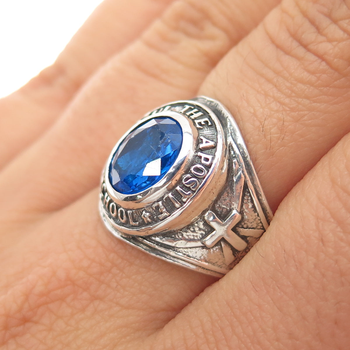 925 Sterling Silver Vintage 1971 C Z St. Paul The Apostle School Ring Size 7.75
