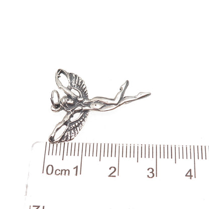 New Leaf 925 Sterling Silver Vintage Fairy Oxidized Charm Pendant