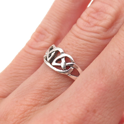 925 Sterling Silver Vintage Celtic Knot Oxidized Ring Size 6