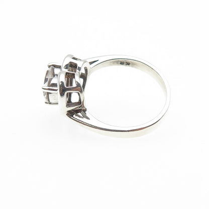 925 Sterling Silver Vintage C Z Modernist Heart Ring Size 7.25