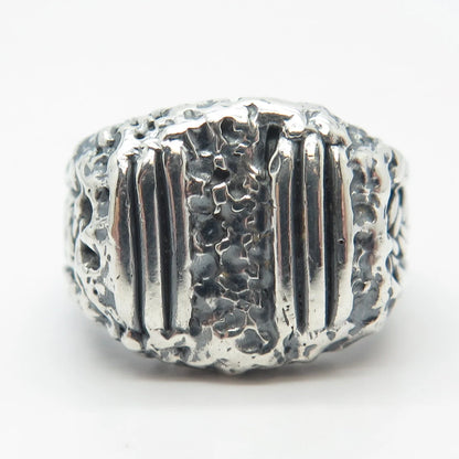 925 Sterling Silver Vintage Wicker Nugget Ring Size 8