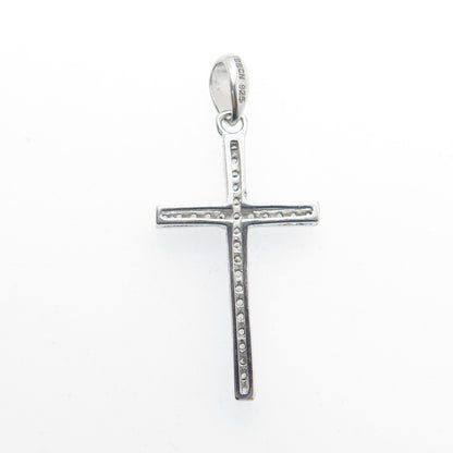 925 Sterling Silver Round-Cut C Z Cross Pendant