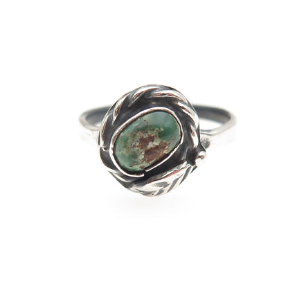 Old Pawn Sterling Silver Vintage Royston Turquoise Feather Tribal Ring Size 6.5