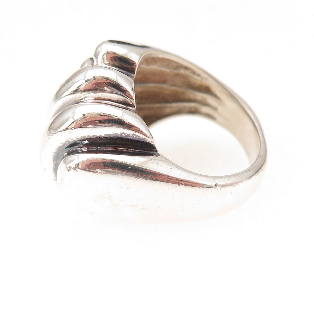 925 Sterling Silver Vintage Modernist Oxidized Ring Size 6