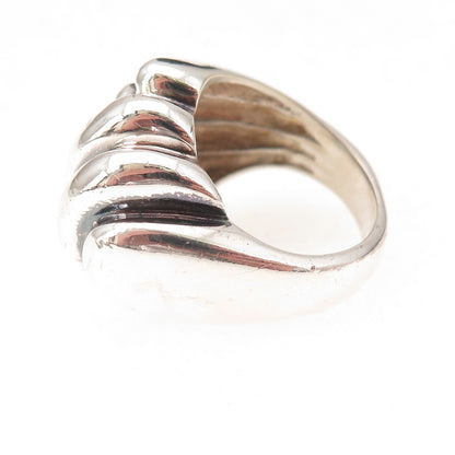 925 Sterling Silver Vintage Modernist Oxidized Ring Size 6