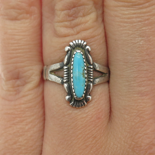 BELL TRADING POST Old Pawn 925 Sterling Silver Vintage Turquoise Ring Size 6.75