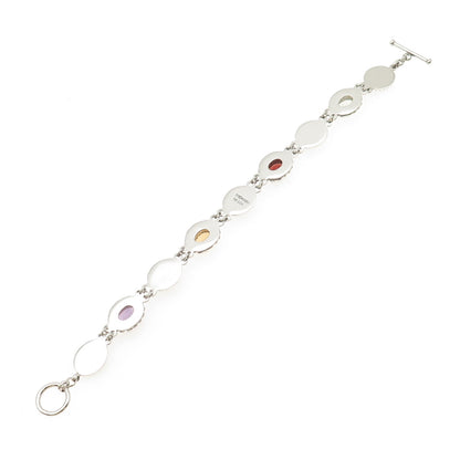 SUARTI BALI Sterling Vintage Prasiolite Amethyst Garnet & Citrine Bracelet 7.25"