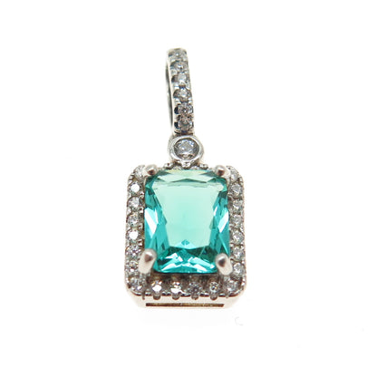 925 Sterling Silver Nano Emerald & Round-Cut C Z Minimalist Pendant