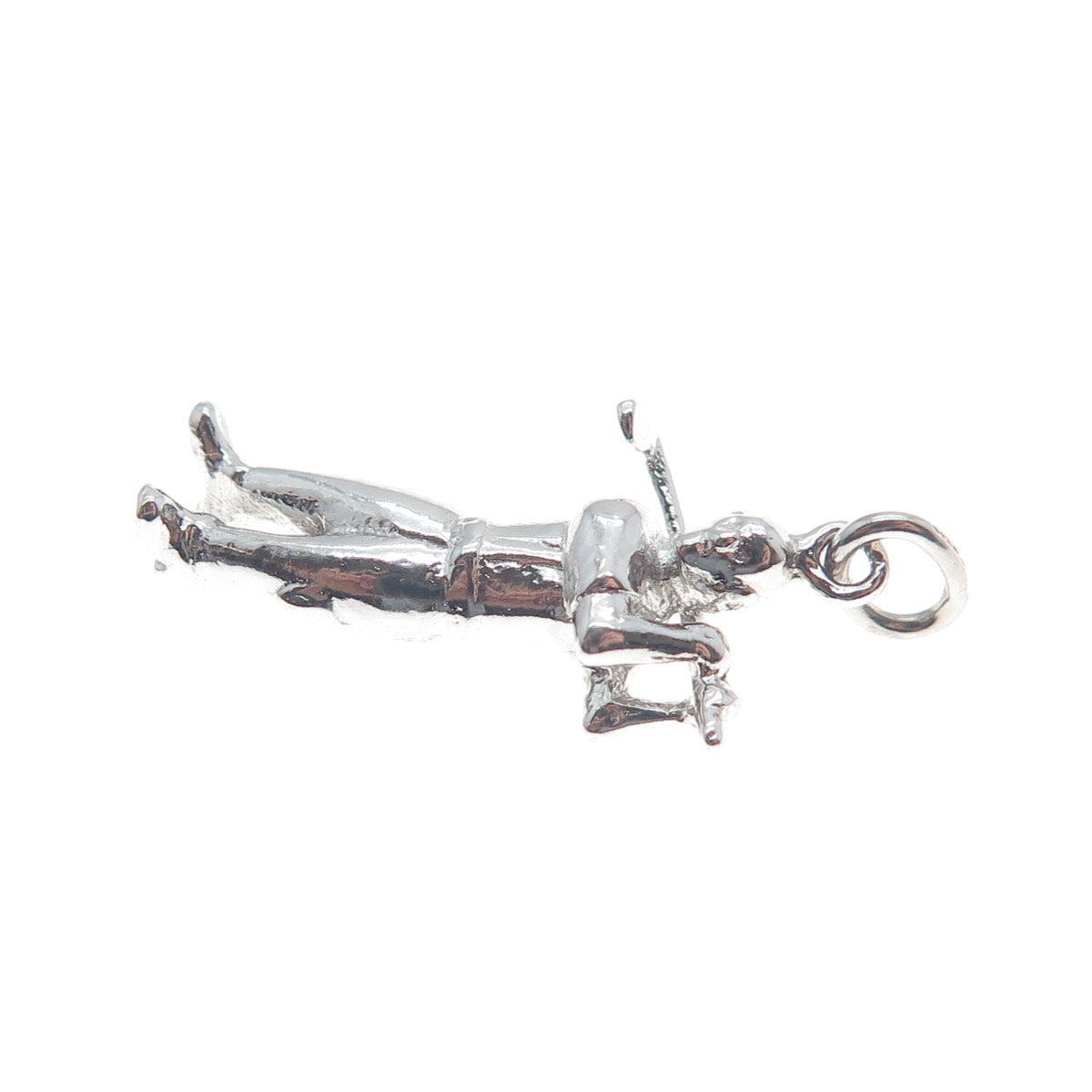WELLS 925 Sterling Silver Vintage Golf Player Minimalist 3D Charm Pendant