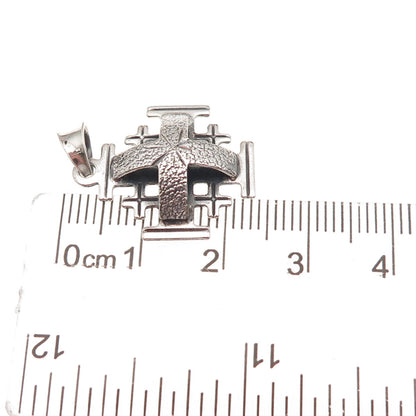 925 Sterling Silver Vintage Jerusalem Cross Oxidized Charm Pendant