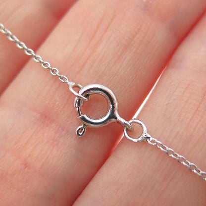 SAI 925 Sterling Silver 2-Tone Round-Cut C Z Cross Cable Chain Necklace 18"