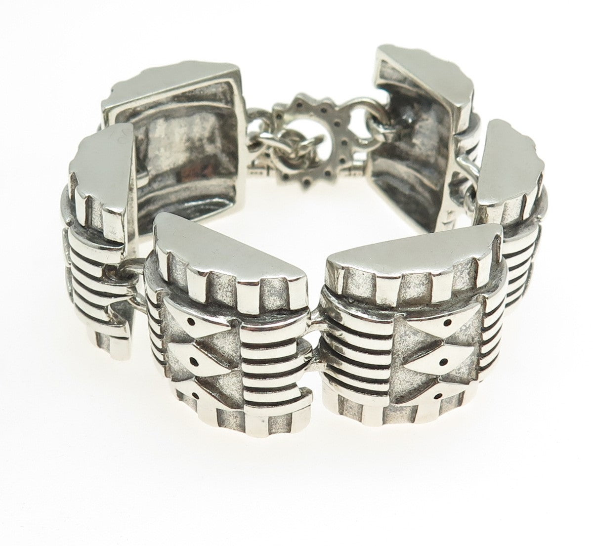 LISA JENKS 925 Sterling Silver Vintage Modenrist Solid 118.1g Bracelet 6.25"