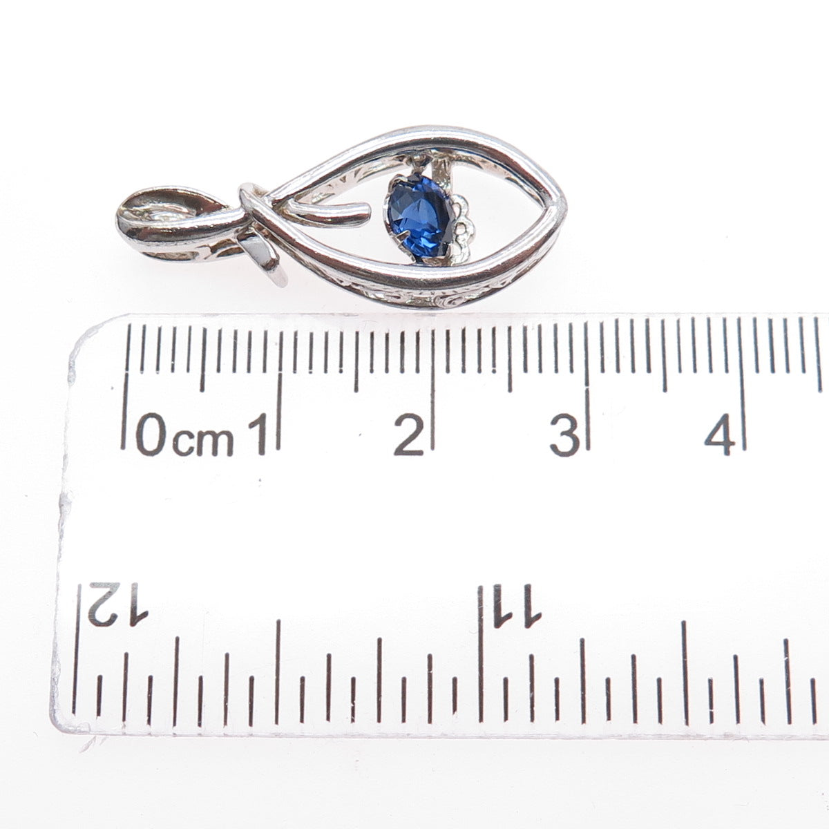 925 Sterling Silver Lab-Created Sapphire Infinity Slide Charm Pendant