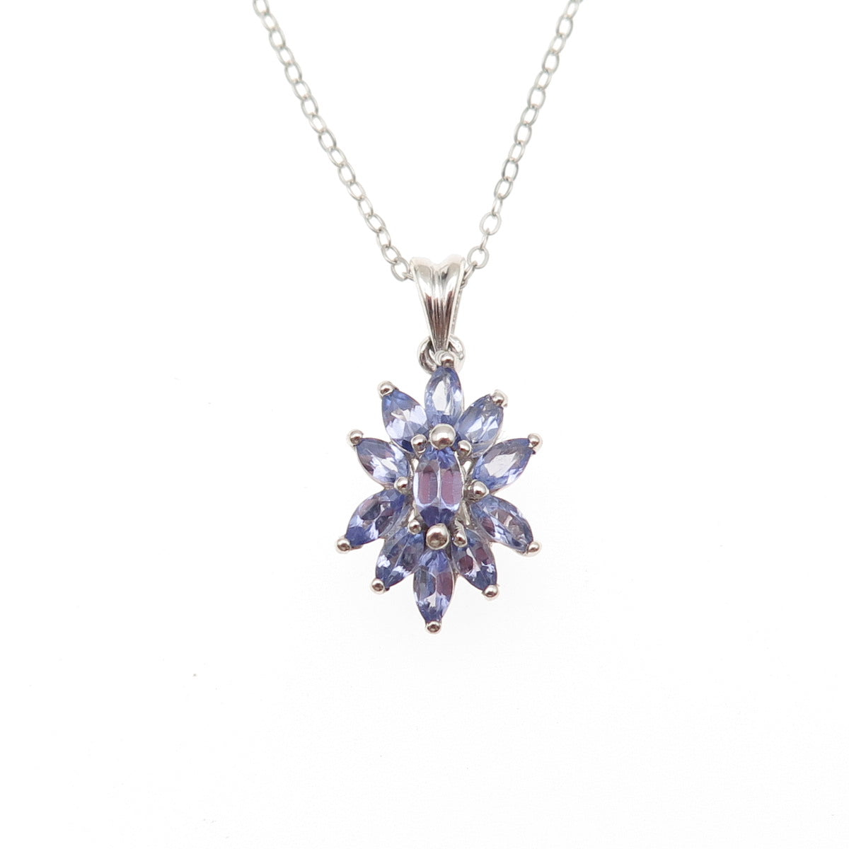 Chuck Clemency 925 Sterling Silver Real Tanzanite Cable Chain Necklace 20"