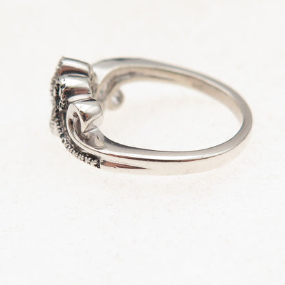 Jane Seymour 925 Sterling Silver Real Blue & White Diamond Heart Ring Size 6.75