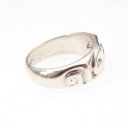 Ernst 925 Sterling Silver Vintage Modernist Spiral Oxidized Ring Size 7