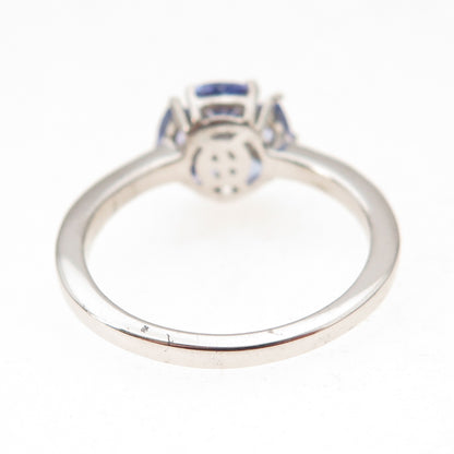 D'Joy 925 Sterling Silver Real Tanzanite Floral Ring Size 8