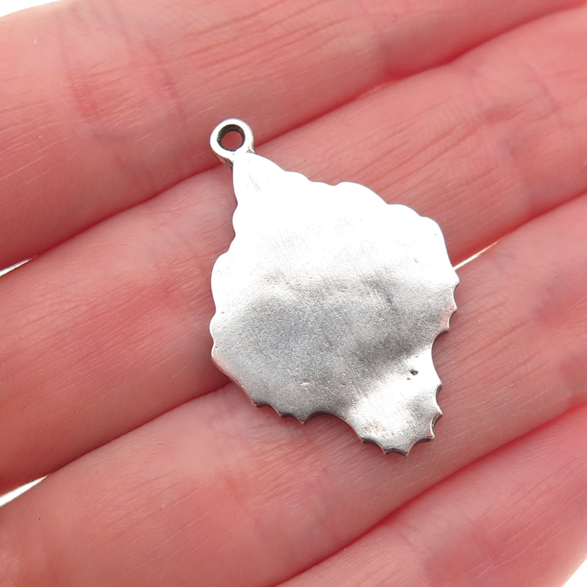 925 Sterling Silver Vintage Modernist Floral Oxidized Charm Pendant