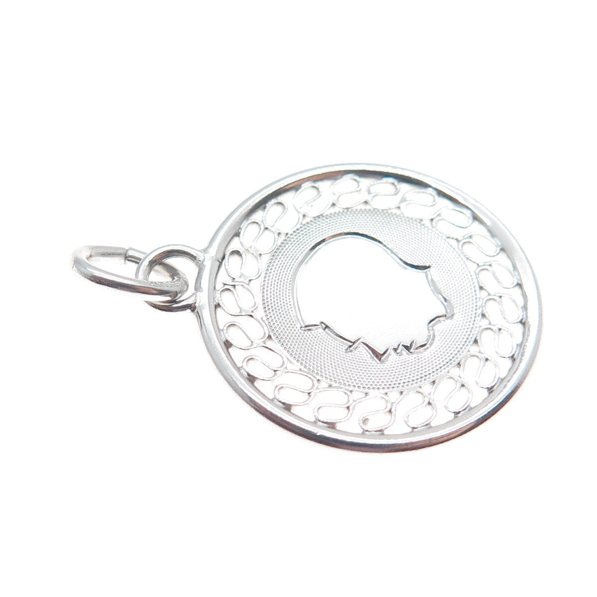 A & Z 925 Sterling Silver Vintage Boy's Face Profile Eternal Curve Charm Pendant