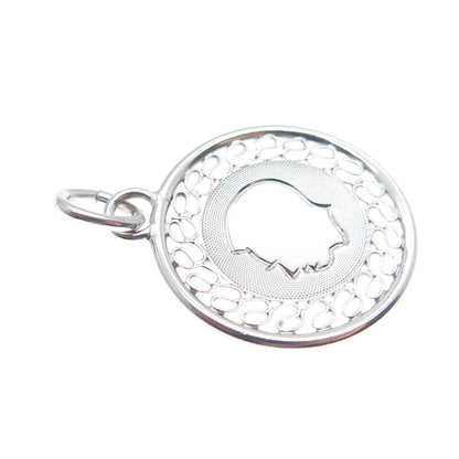 A & Z 925 Sterling Silver Vintage Boy's Face Profile Eternal Curve Charm Pendant