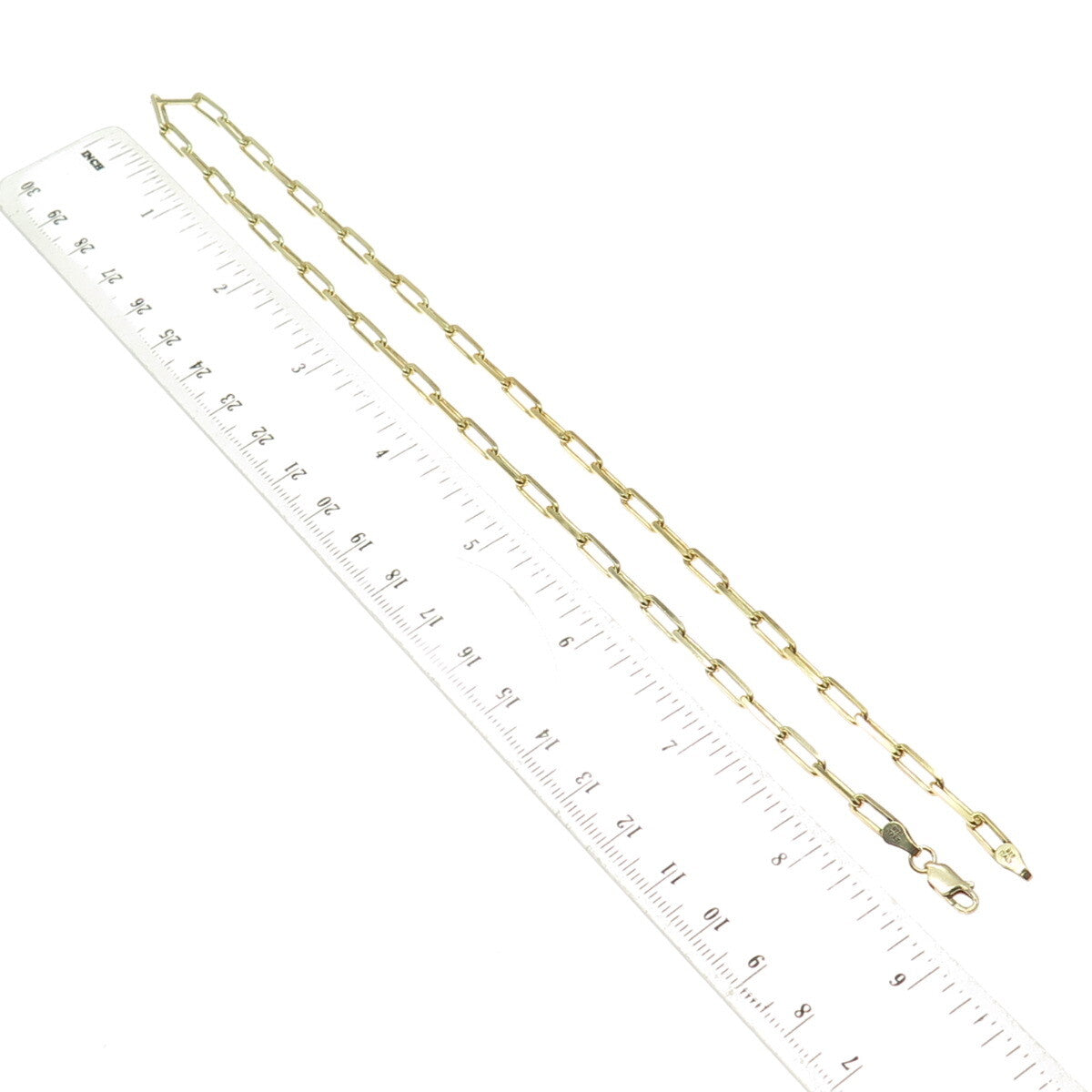 925 Sterling Silver Gold Plated Italy Paperclip Chain Necklace 18"