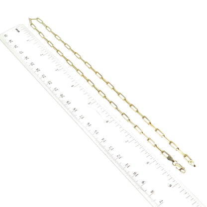 925 Sterling Silver Gold Plated Italy Paperclip Chain Necklace 18"