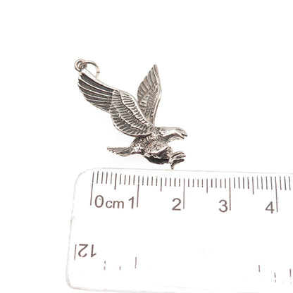 925 Sterling Silver Vintage Eagle Oxidized Charm Pendant