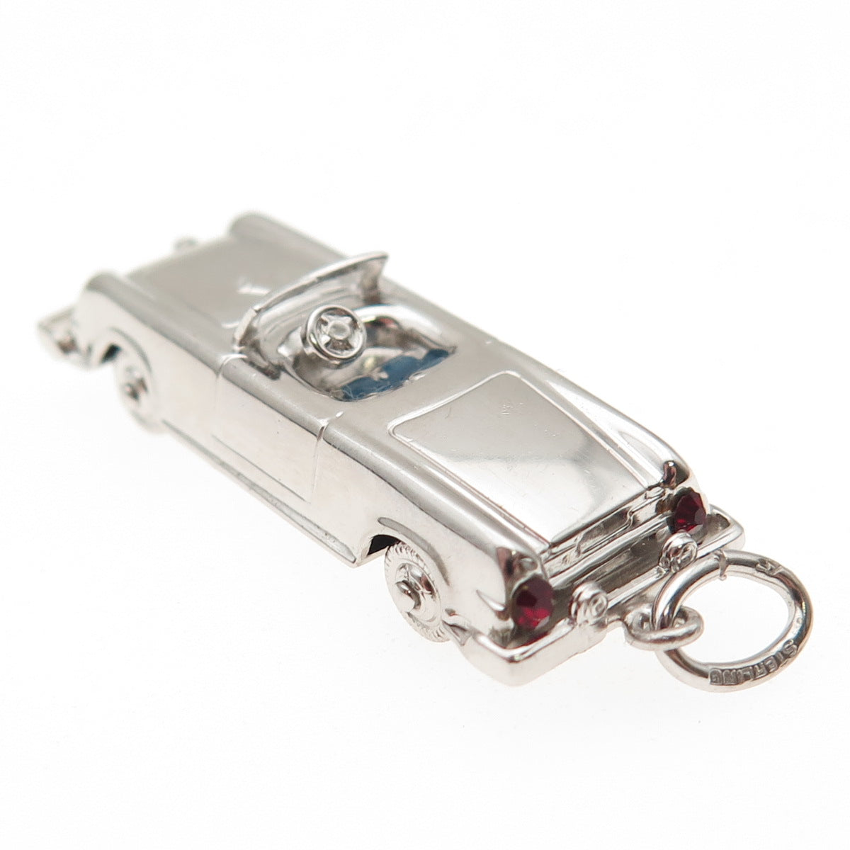 AE Art's Elegance 925 Sterling Vintage Enamel Convertible Car Movable 3D Pendant
