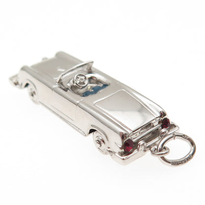 AE Art's Elegance 925 Sterling Vintage Enamel Convertible Car Movable 3D Pendant
