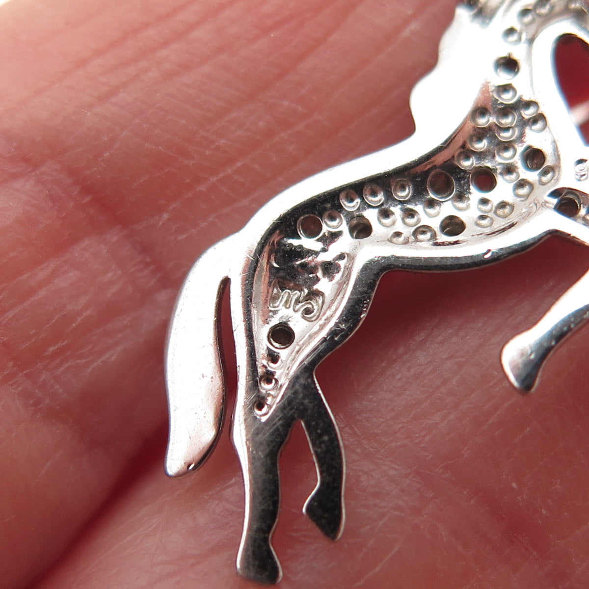 Charles Winston 925 Sterling Silver Real Diamond Horse Slide Charm Pendant