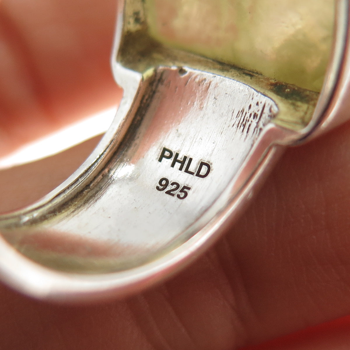 PHLD PlayHardLookDope 925 Sterling Silver Real Prehnite Ring Size 10.75