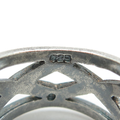 925 Sterling Silver Vintage Crisscross Oxidized Ring Size 9