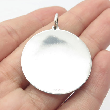 925 Sterling Silver Vintage Cartoon Bee Round Pendant