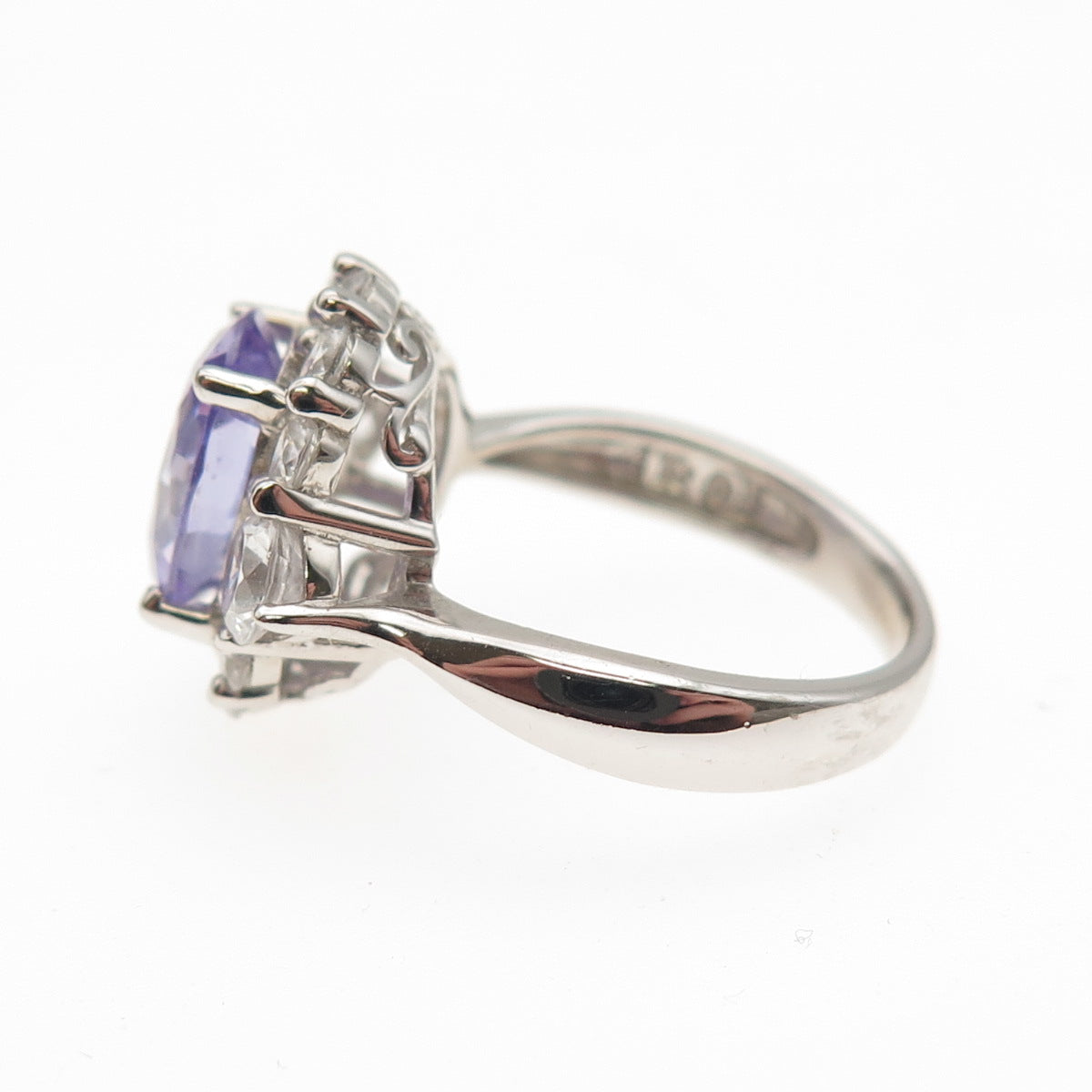 KEY STAR 925 Sterling Silver Lavender & White C Z Ring Size 5
