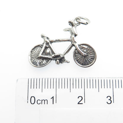 925 Sterling Silver Vintage Bicycle 3D Pendant