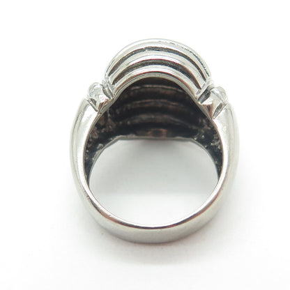 925 Sterling Silver Vintage Ribbed Domed Ring Size 6.25