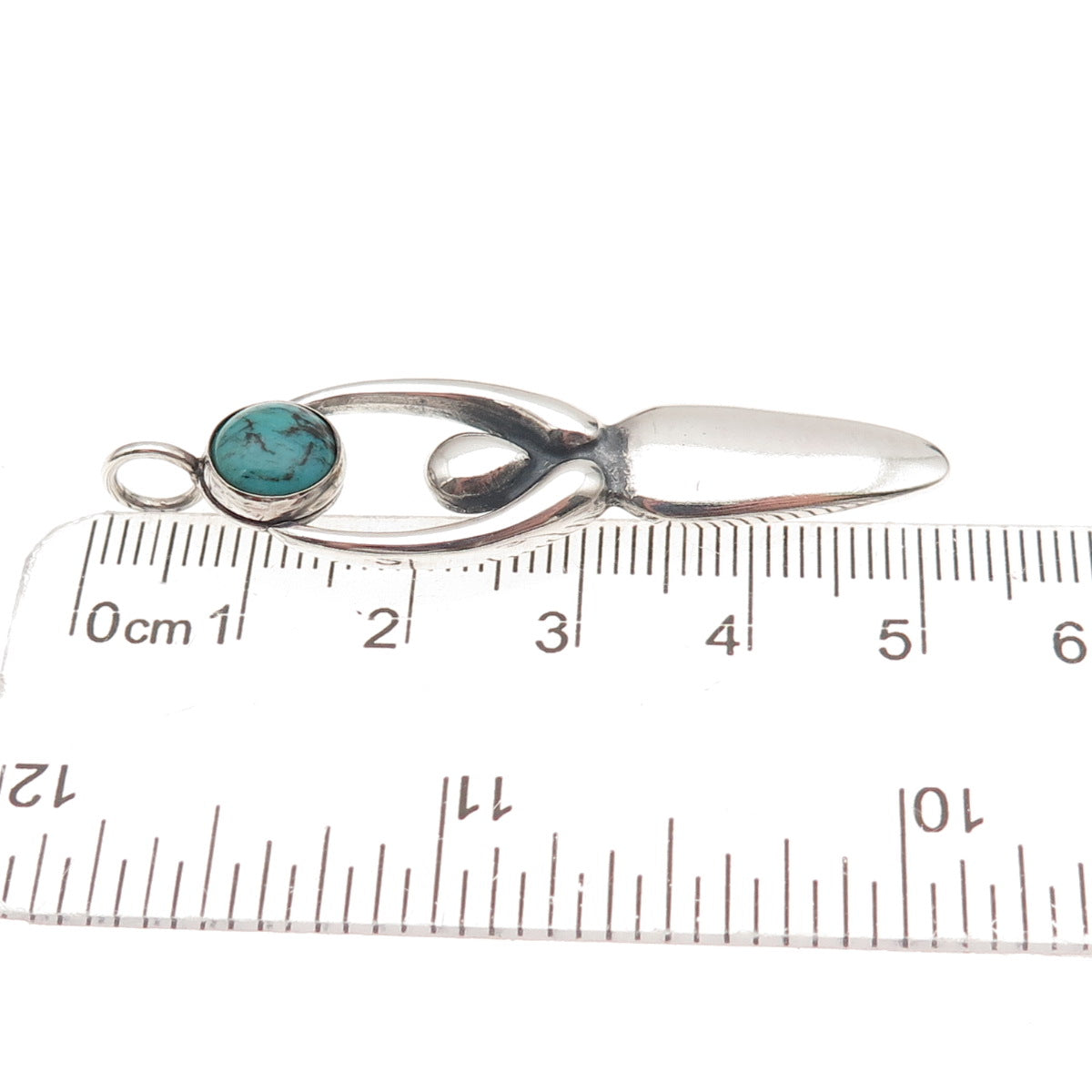 925 Sterling Silver Vintage Real Turquoise Fertility Goddess Charm Pendant