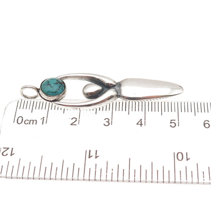 925 Sterling Silver Vintage Real Turquoise Fertility Goddess Charm Pendant