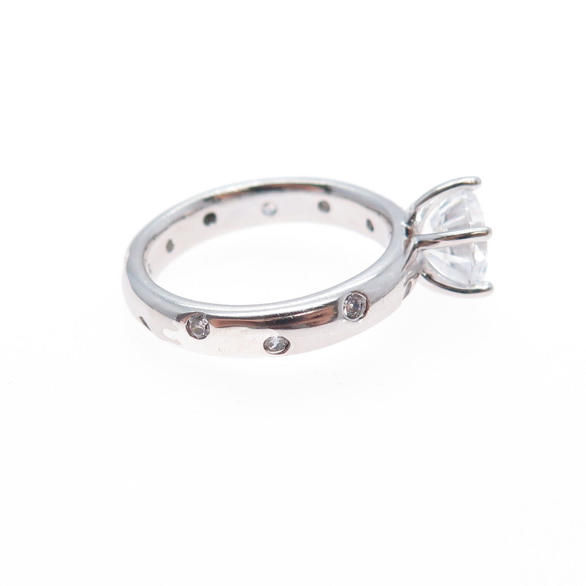 925 Sterling Silver Round-Cut C Z Engagement Ring Size 6