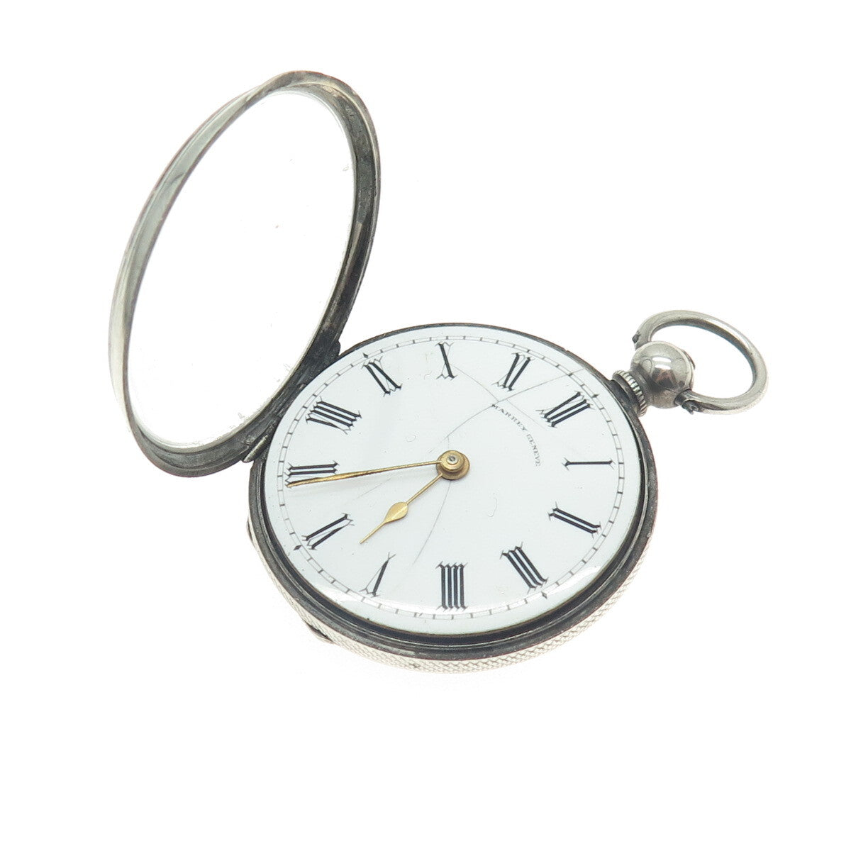 MARREY GENEVE Antique Sterling Silver Engraved Mechanical Pocket Watch #3580